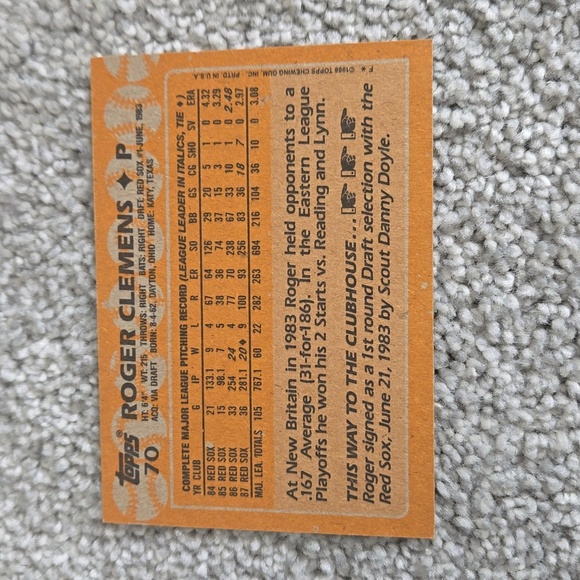 Baseball Card Singles Topps Roger Clemens 1988 - Picture 2 of 5